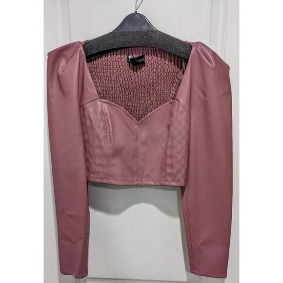 Zara | Faux Leather Crop Top in Marsala Pink - Picture 6 of 11